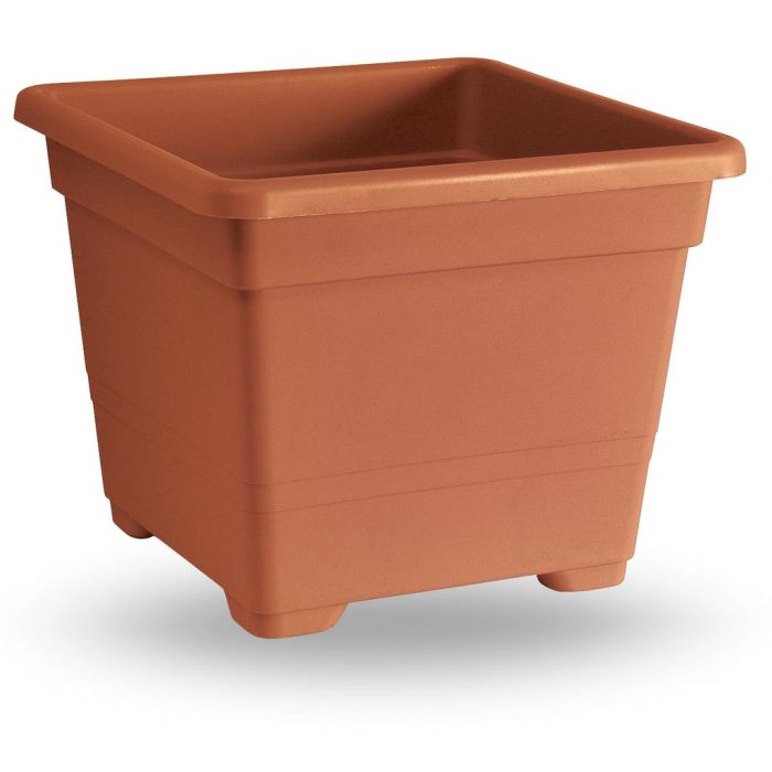Vaso Quadrato In Plastica VECA, Colore Bronzo, Cm 45x45x36 H, Per Piante Da Interno Ed Esterno